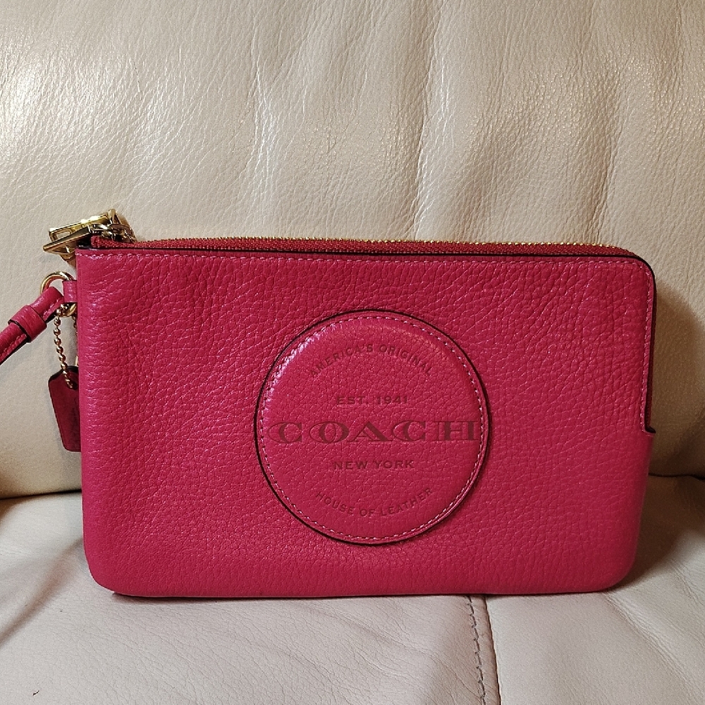 Coach Fuchsia Leather Wristlet